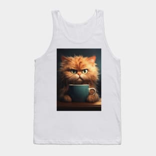 Funny Cat Drinking Tank Top